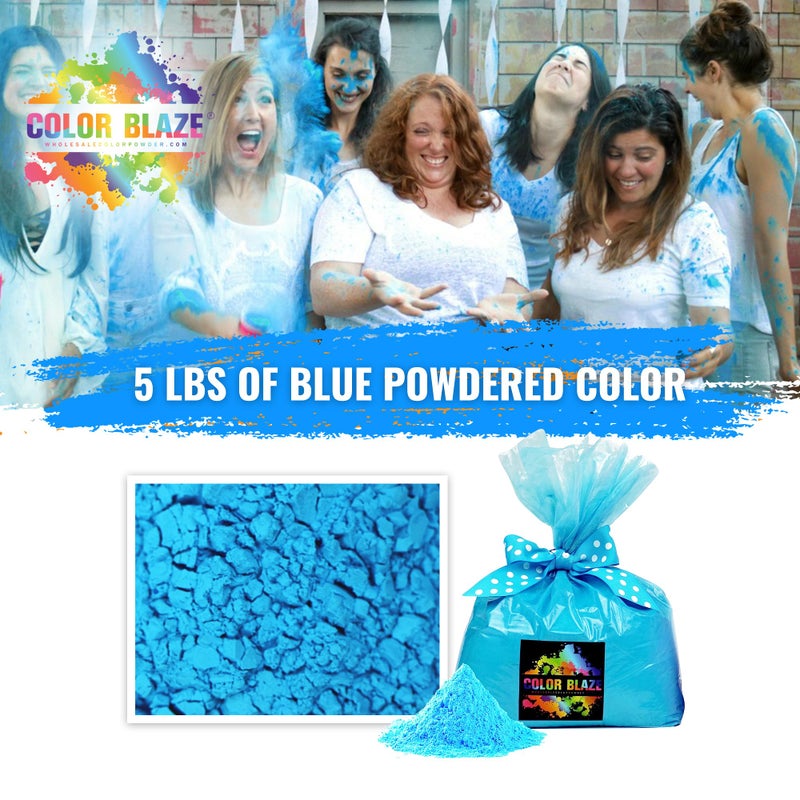 Color Blaze Holi Colored Powder - 5 lbs of Blue Powdered Color - for Fun Runs, Color Toss, Rangoli, Powder War, Backyard Party & Festivals - Pack of 1 Colorful Bag - 5 Pounds in Bulk - Blue - Image 3